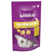 Whiskas Groom and Care - Cat Treats - Small Bite Size Snacks with Chicken Filling - 8 x 45 g