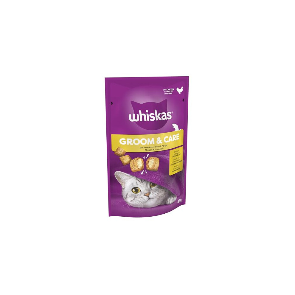 Photos - Cat Food Whiskas Groom and Care - Cat Treats - Small Bite Size Snacks with Chicken Filling - 8 x 45 g 