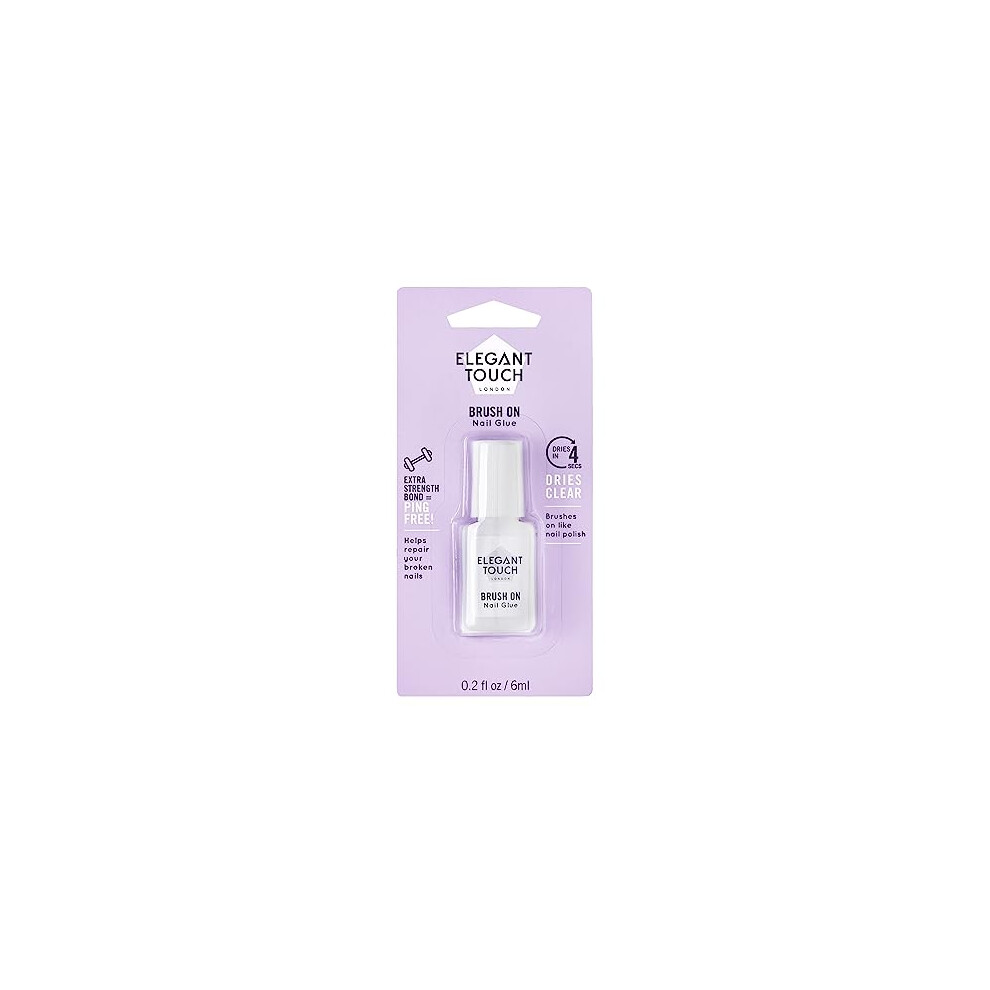 Elegant Touch Brush On Nail Glue Clear 6Ml (Packaging May Vary)