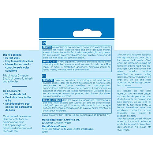 API AMMONIA TEST STRIPS Freshwater and Saltwater Aquarium Water Test Strips 25-Test Box 1