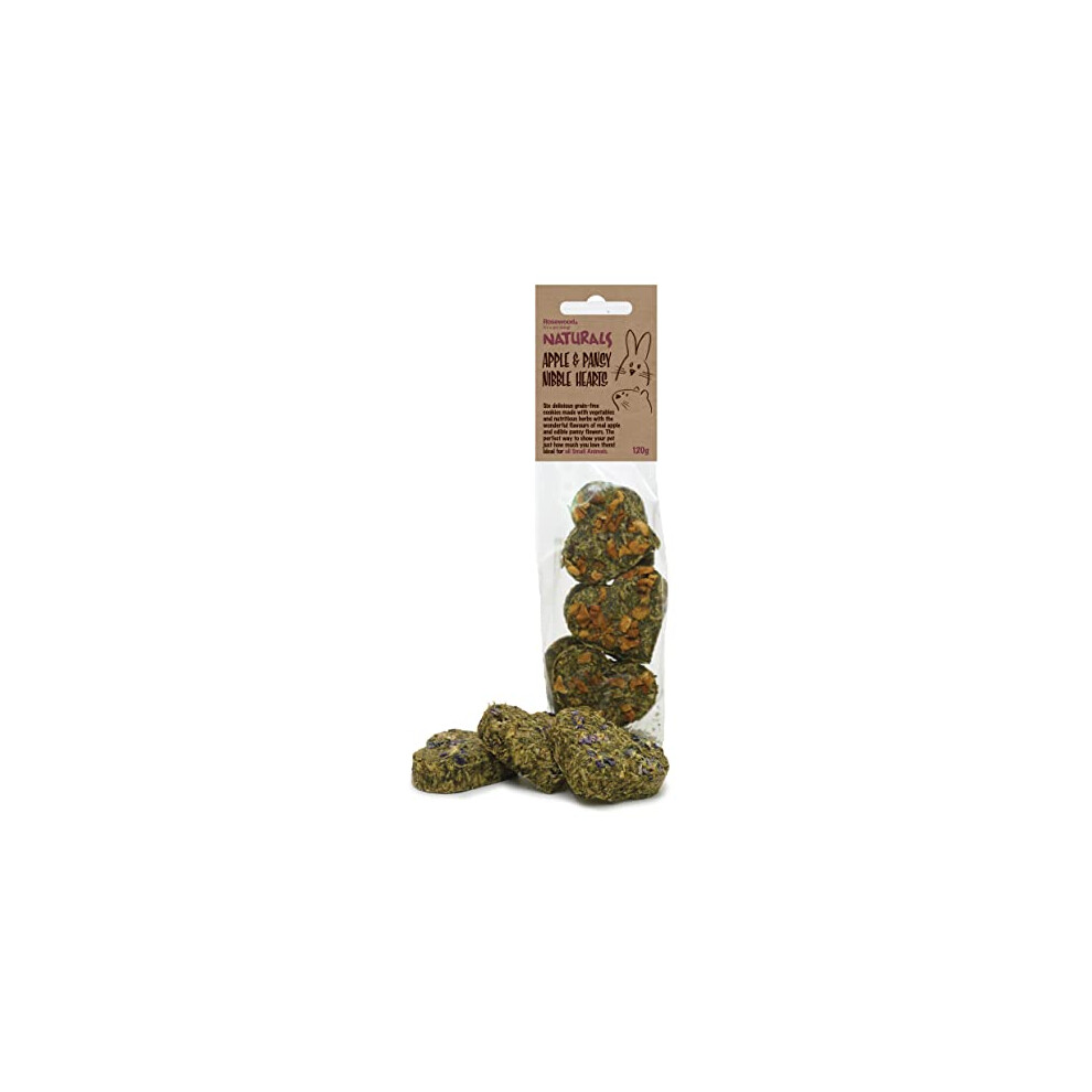 Rosewood Naturals Apple & Pansy Nibble Hearts - Small Animal Treats, 120g