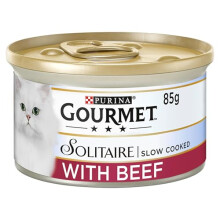 Gourmet Solitaire Tinned Cat Food with Beef 85g, Pack of 12