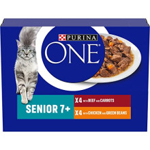 Purina ONE 7+ Cat Food Chicken & Beef 8x85g (8 Pouches)