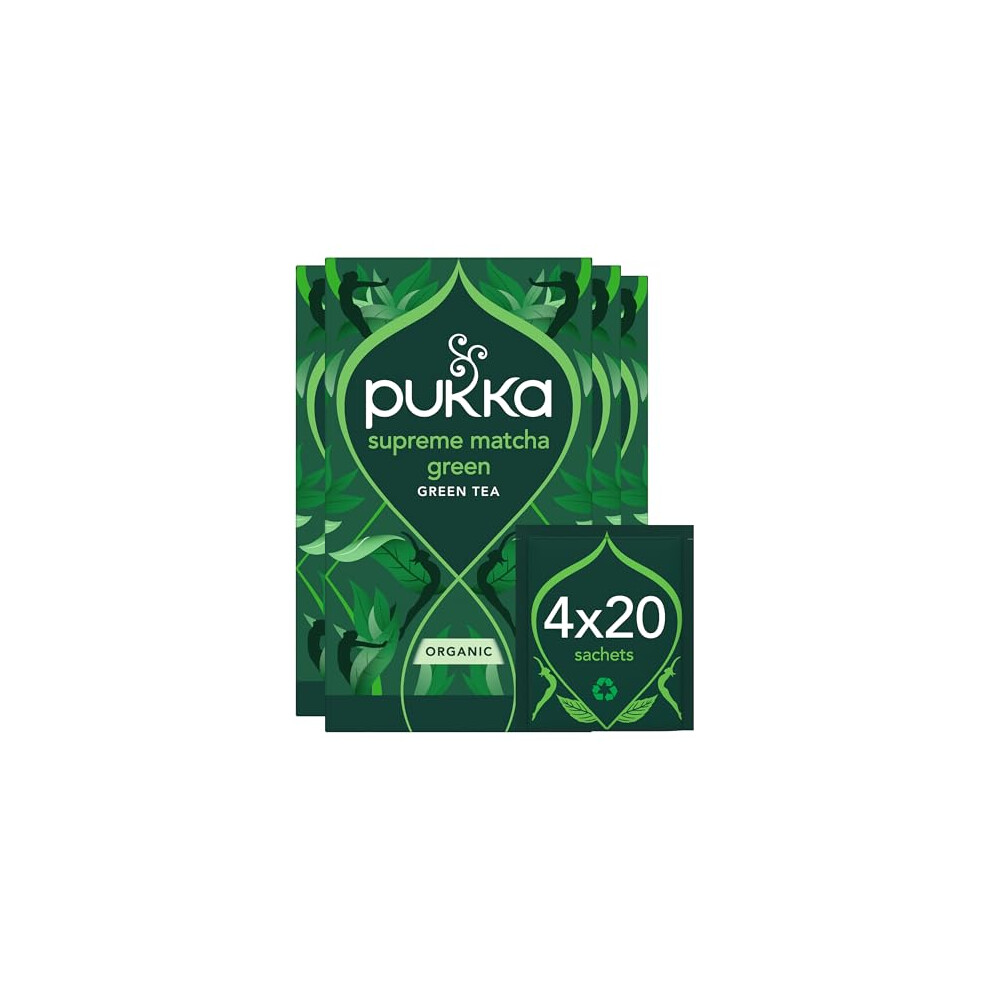 Pukka Herbs Supreme Matcha Tea - 4 Packs, 80 Bags Green