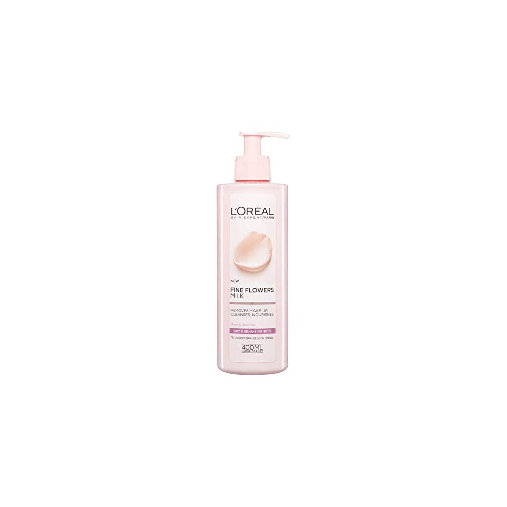 L'Oreal Paris Fine Flowers Cleansing Milk Lotion Makeup Remover Dry Sensitive Skin 400 Ml