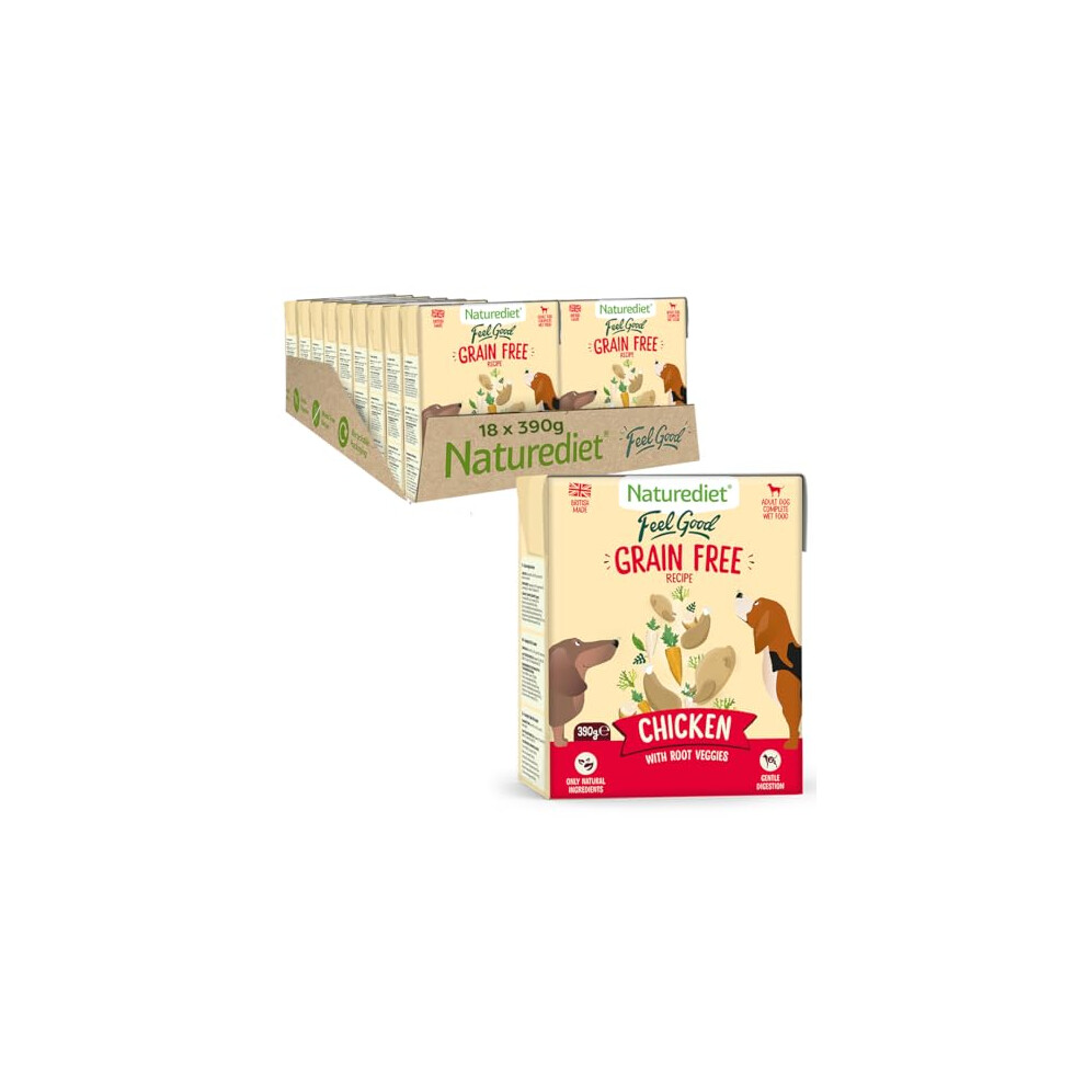 Naturediet - Feel Good Wet Dog Food, Natural And Nutritionally Balanced, Free, Chicken, 390G (Pack Of 18) Grain