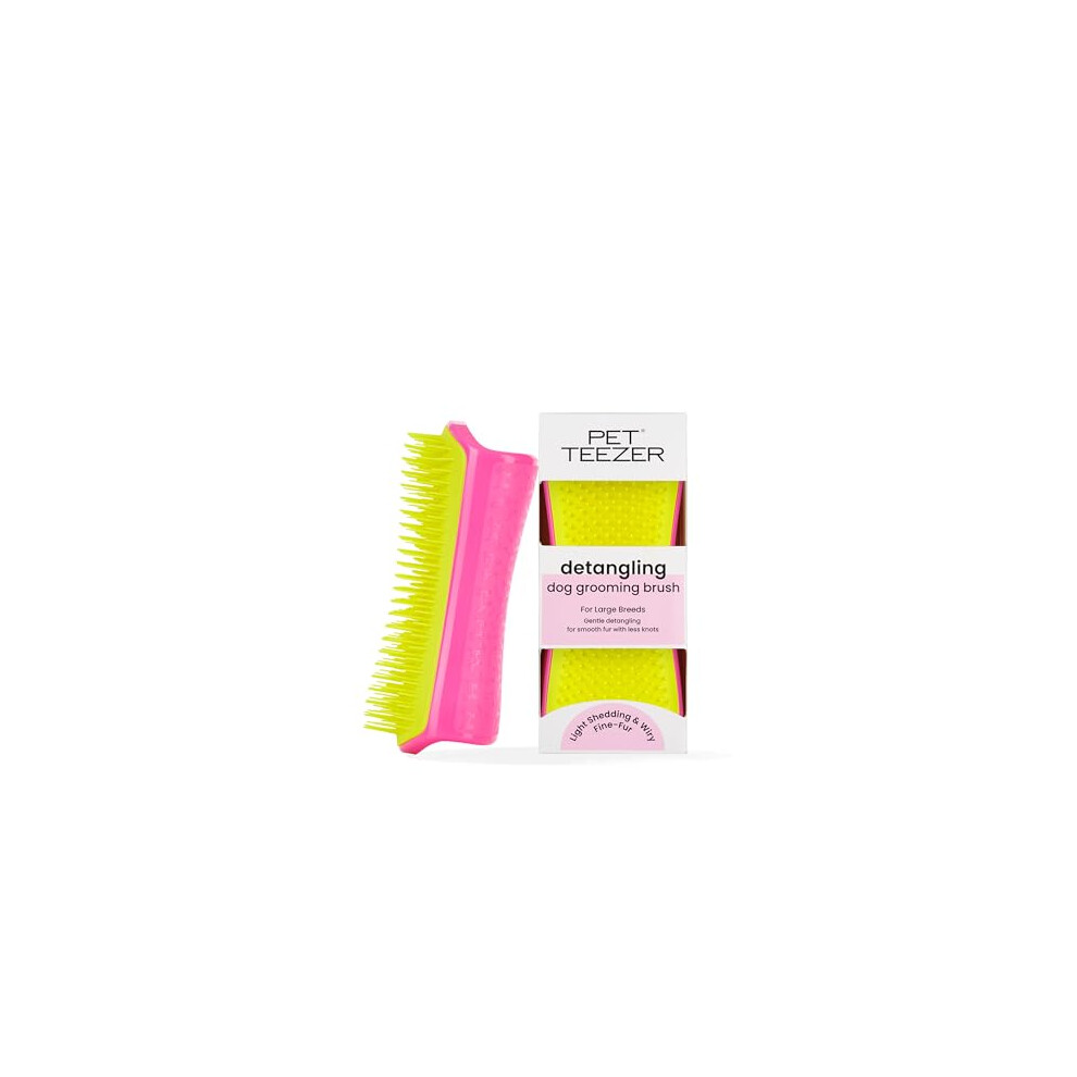 Pet Teezer, Detangling and Dog Grooming Brush, Pink and Yellow