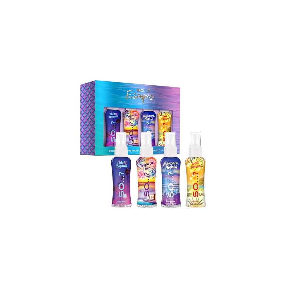 Soâ¦? Escapes Womens Gift Set, With Ibiza Dream, Bali Breeze, Mykonos Nights & Majorca Love, Fragrance Spray Set (4 X 50Ml)