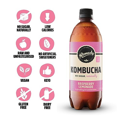 Remedy Kombucha Tea - Raspberry Lemonade, 6 x 700ml 2