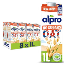 Alpro Oat No Sugars Plant-Based Long Life Drink, Vegan & Dairy Free, 1L (Pack of 8)