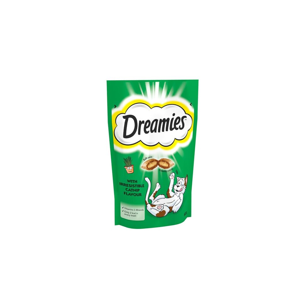 Dreamies Catnip Cat Treats - 8x60g; dual-texture crunchy outside, soft inside; catnip flavor; 7 flavours including Chicken, Salmon, Tuna-image-OPC-PHFT6NY-NEW