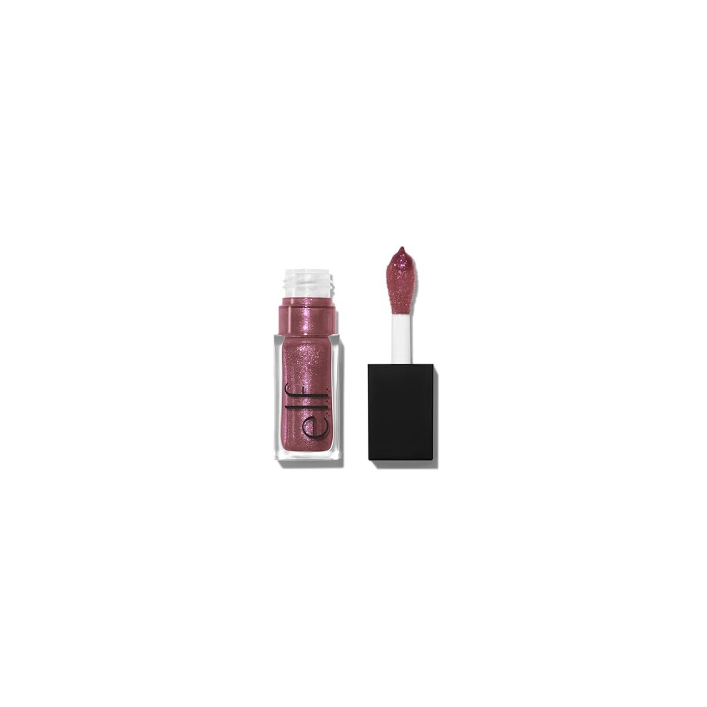 e.l.f. Glow Reviver Lip Oil Glimmer, Nourishing Tinted Lip Oil For A High-Shine Finish, Infused With Jojoba Oil, Vegan & Cruelty-Free, Divine Wine