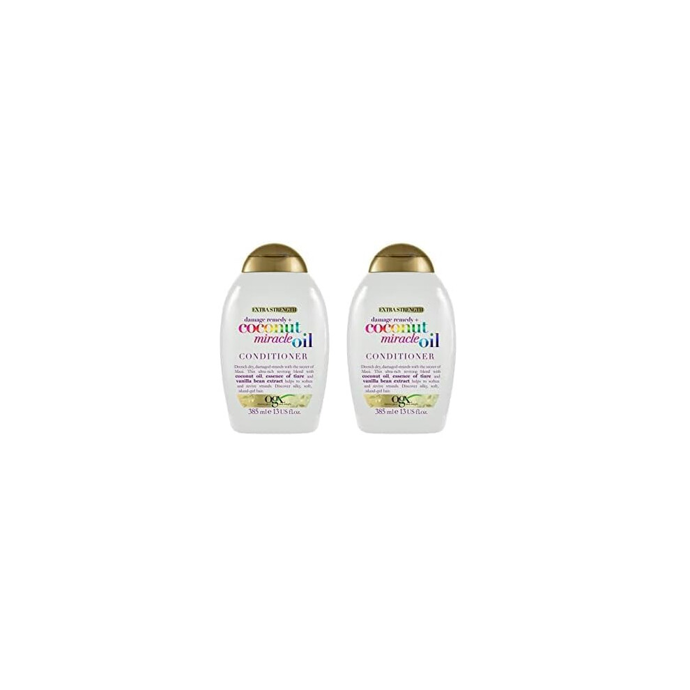 OGX Coconut Miracle Oil Conditioner for Damaged Hair, 385 ml (Pack of 2)