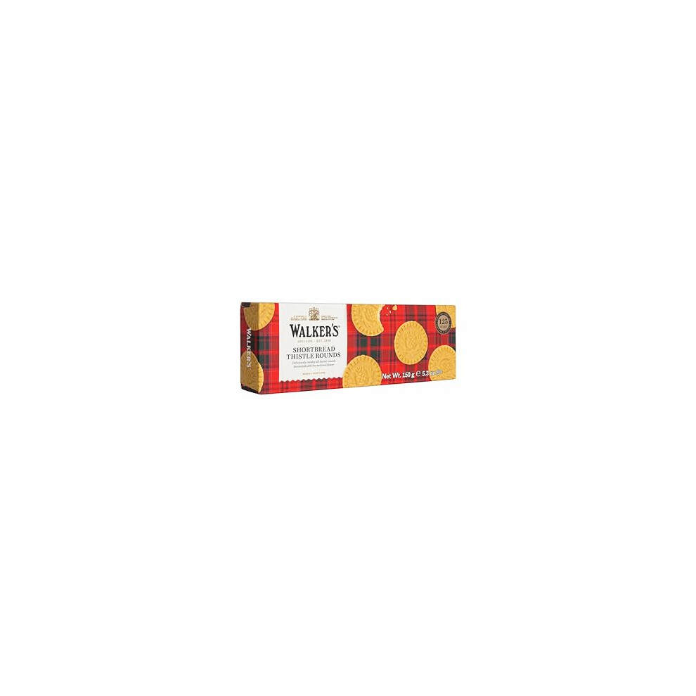 Walkers Shortbread Thistle Rounds, Traditional Pure Butter Scottish Recipe, 150G