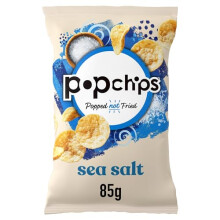 popchips - Sea Salt Potato Chips, 85g (Pack of 8) - Popped not fried, No artificial flavours or colours, Suitable for vegans