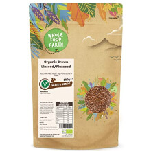 Wholefood Earth Organic Brown Linseed/Flaxseed – 500g | Raw | GMO Free | Vegan | High Fibre | Source of Protein | Certified Organic
