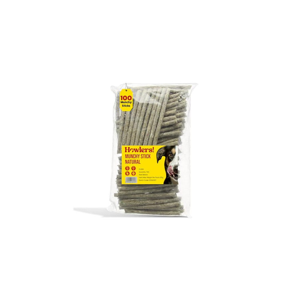 Howlers Rawhide Dog Chew Sticks 12.5Cm - 100 Pack, Natural