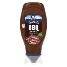 Hellmann's Rich & Smoky BBQ Sauce Condiment squeeze bottle made of 100% recycled plastic for burgers, chicken and chips 490 g