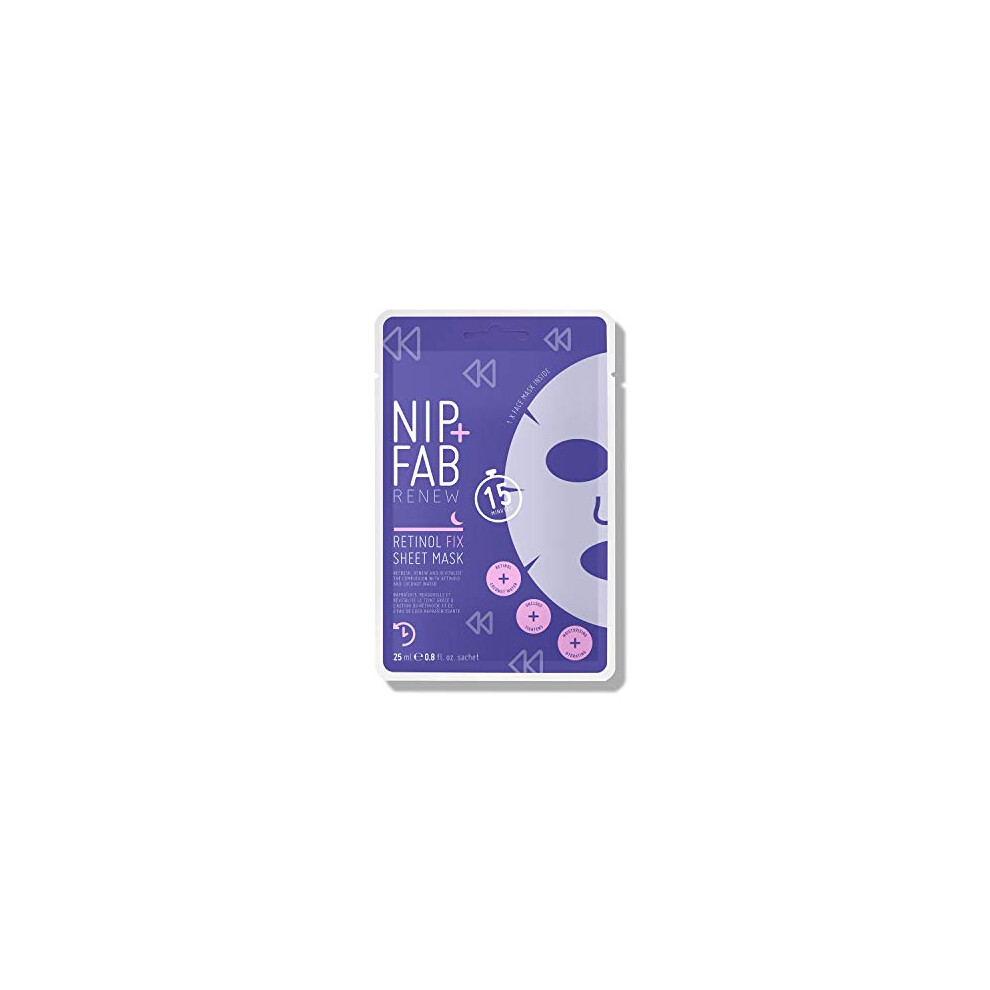 Nip + Fab Retinol Fix Sheet Mask for Face with Coconut Water, Edelweiss Flower Extract, Hydrating Gel Facial Mask for Refining Minimizing Pores, 24ml