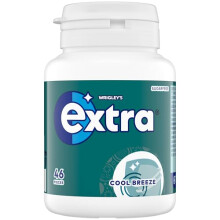 Wrigley's Extra Chewing Gum Bottle Sugar Free, Cool Breeze Flavour, 46 Pieces