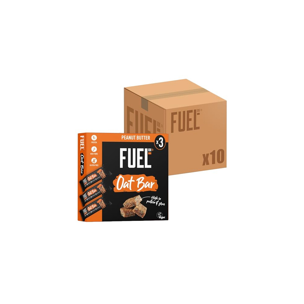 Fuel10k Peanut Butter Oat Bars, High In Protein & Fibre, 45 G (Pack Of 10)