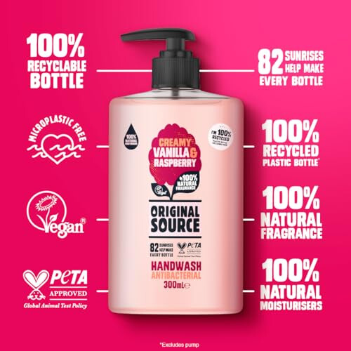 Original Source Original Source Vanilla Raspberry Handwash 6 x 300ml, Natural Fragrance 2