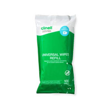 Clinell Universal Wipes - Disinfectant - 100 Refill - Kills 99.99% Germs