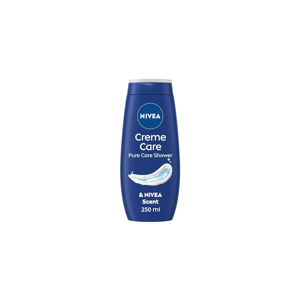 NIVEA Crème Care Shower Cream (250 ml) Caring Shower Body Cream Enriched with Almond Oil, Moisturising Shower Gel Body Wash with Vitamin C, E