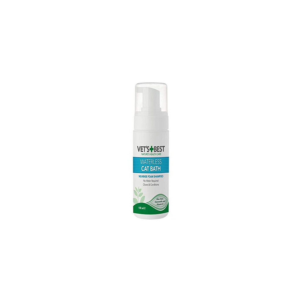 Vet's Best Waterless Cat Bath | No Rinse Waterless Dry Shampoo for Cats 150ml