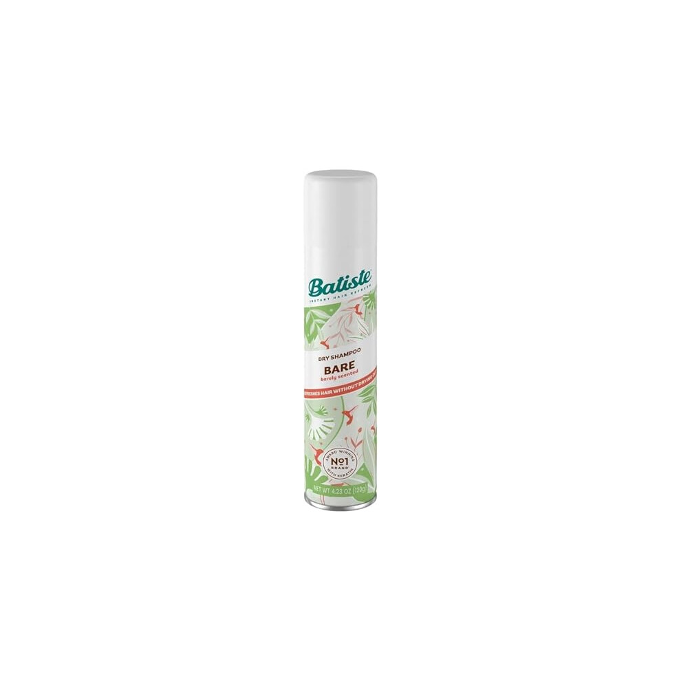 Batiste Dry Shampoo in Bare 200ml, Barely Scented Light Fragrance, No Rinse Spray to Refresh Hair in Between Washes