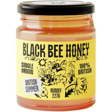 Black Bee Honey - Pure British Raw Honey, Runny, 227g