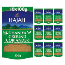 Rajah Spices Dhaniya Ground Coriander | Coriander Powder | Ada | Adarak | ADU | Adaraka | Adrak | (10 x 100g)