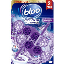 Bloo Colour Active Toilet Rim Block Lavender with Anti-Limescale, Cleaning Foam, Dirt Protection and Extra Freshness - 2 x Rimblocks, purple