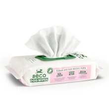 Beco Dog Wipes - Plastic Free 80 Wipes, Coconut Scented, For Paws, Body and Bum, Plant-Based Grooming Wipes