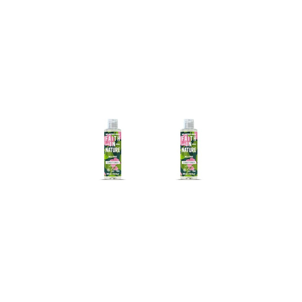 Faith In Nature 300Ml Natural Wild Rose Conditioner, Restoring, Vegan & Cruelty Free, No Sls Or Parabens, For Normal To Dry Hair (Pack Of 2)
