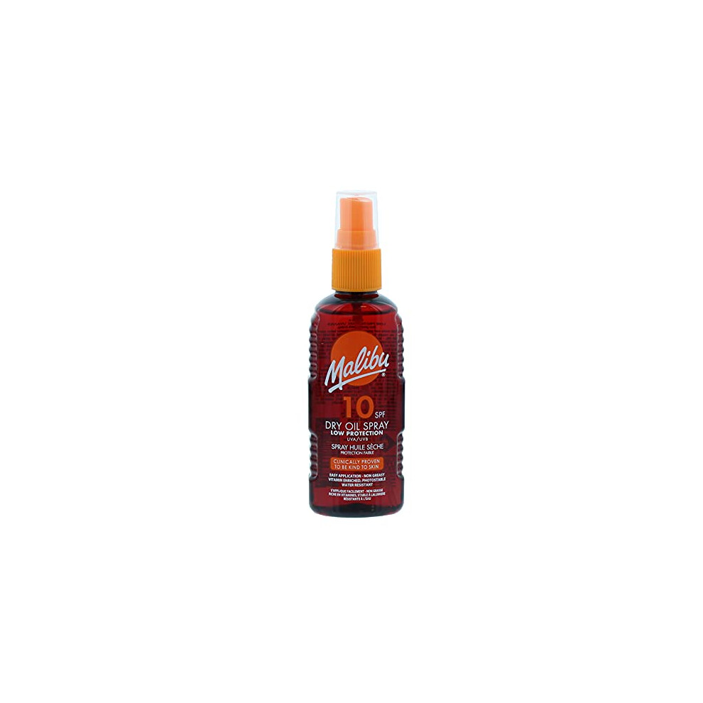 Malibu Sun SPF 10 Non-Greasy Dry Oil Spray for Tanning, Low Protection, Water Resistant, 100ml