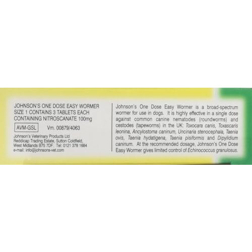 Johnson's Veterinary Johnsons Vet Easy One Dose Wormer, Size 1 2