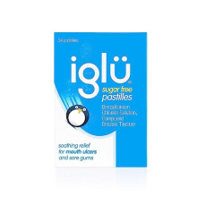 Iglu Sugar Free Pastilles. Soothing Relief for Mouth Ulcers and Sore Gums, 24-count