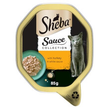 Sheba Fine Recipes in Sauce - Wet Cat Food Tray for Adult Cats - with Turkey - 85 g