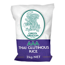 Green Dragon Thai Sticky Rice Rice 2KG | Premium Rice | Glutinous | White Rice | AAA | Chinese Ingredients | Chinese Asian Cooking | 2KG