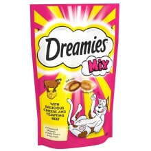 Dreamies Cat Treats, Tasty Snacks with Delicious Cheese and Tempting Beef, 8 Pouches of 60 g