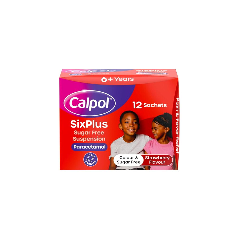 Calpol Sixplus Sugar Free Strawberry Paracetamol Sachets, Pack Of 12