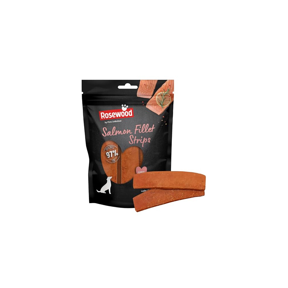 Rosewood Fillet Strips For Dogs - Made With Real Meat, Free Chews, High Protein Dog Treats, By Pets Unlimited (150G) Salmon/Grain