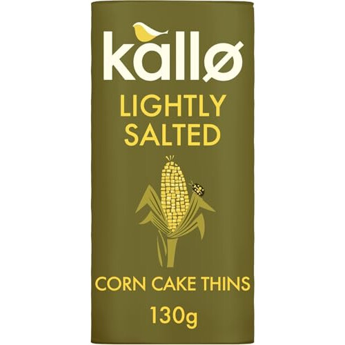 Kallo Organic Corn Cake Thins, Lightly Salted, 12 x 130g
