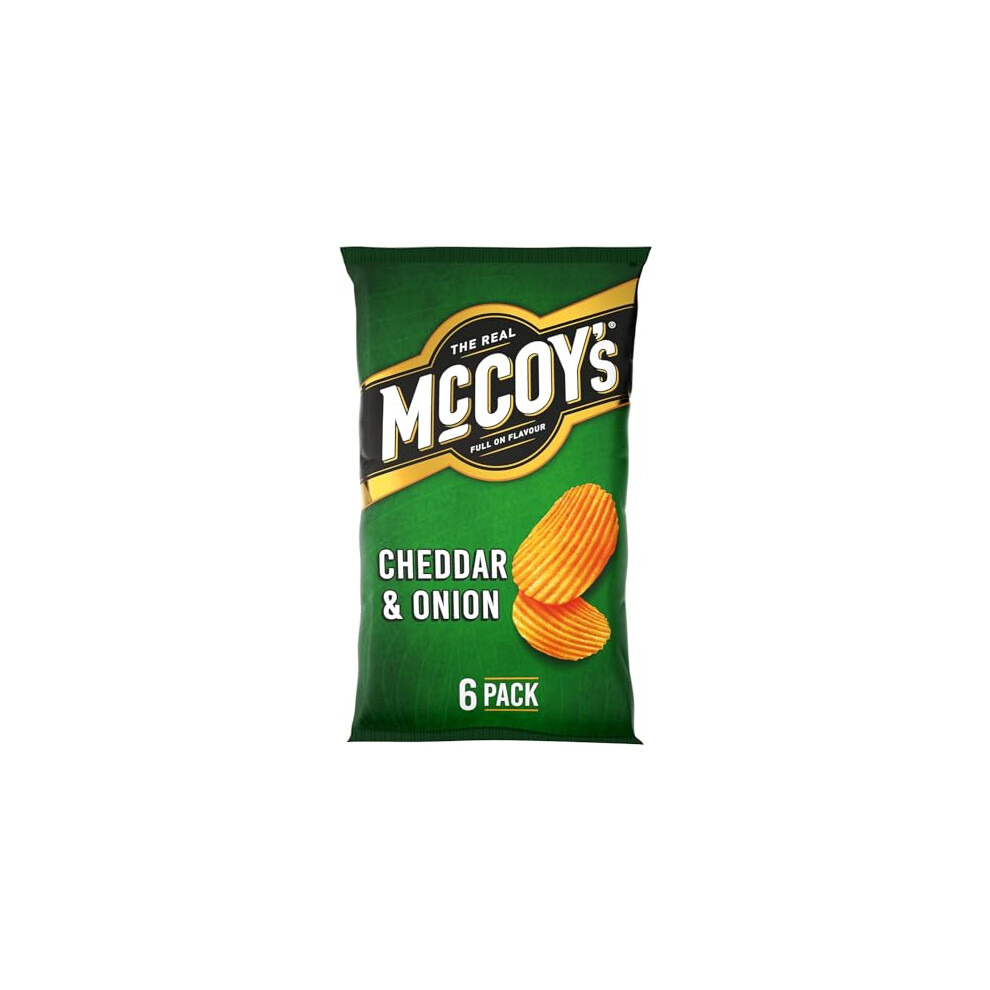 Mccoys Mccoy's Cheddar & Onion Crisps 25G (Pack Of 6) - Fully Loaded With Flavour, Iconic Ridged Crisp, Unmistakable Crunch