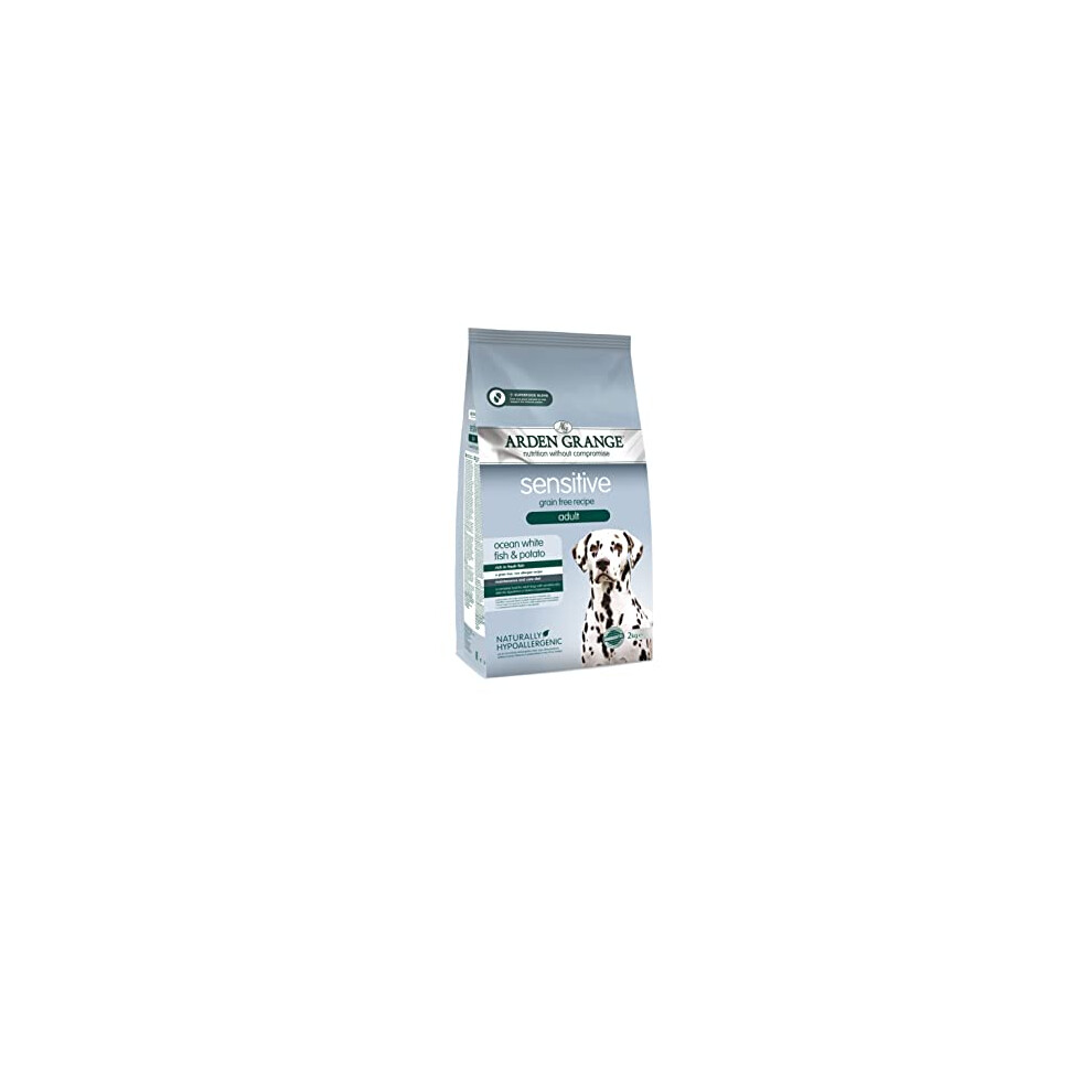 Arden Grange Sensitive Adult Dry Dog Food Grain Free with Fresh Ocean White Fish and Potato, 2 kg
