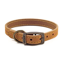 Ancol Timberwolf Comfortable Durable Leather Mustard Dog Collar Pet Training Accessory 20-26 cm, Size 1