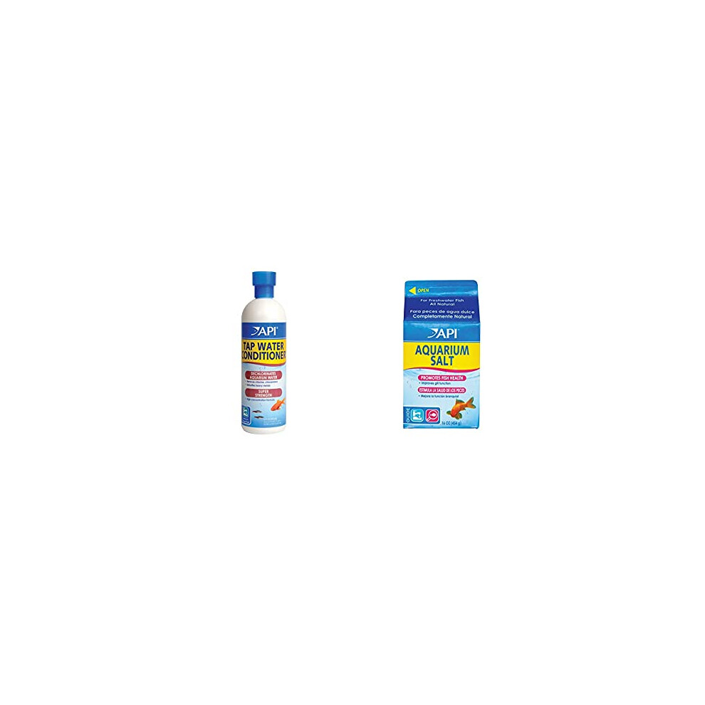 API TAP WATER CONDITIONER Aquarium Water Conditioner 473 ml Bottle & AQUARIUM SALT Freshwater Aquarium Salt 453-Gram Box