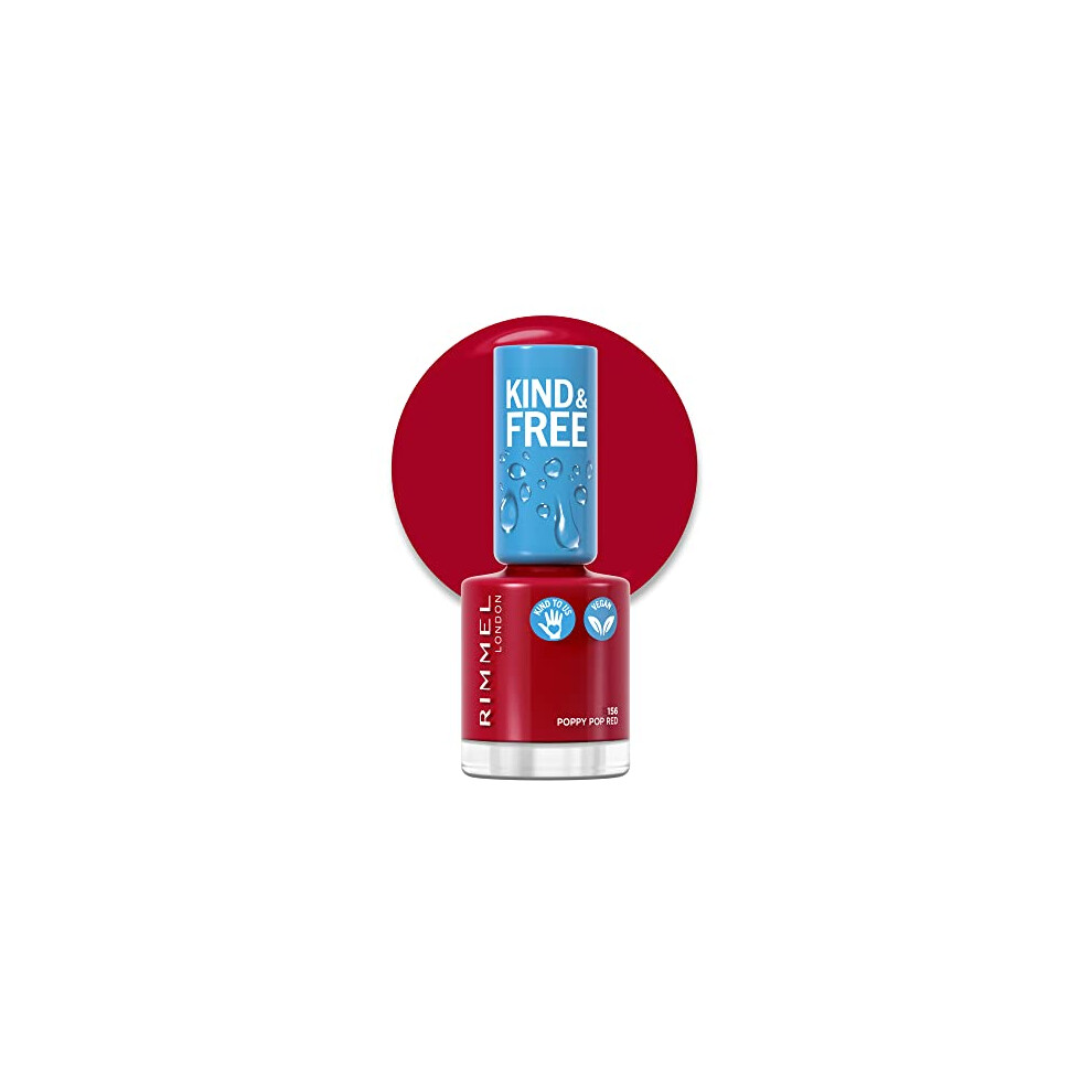 Rimmel Red London Kind And Free Clean Nail Polish 8Ml 156 Poppy Pop