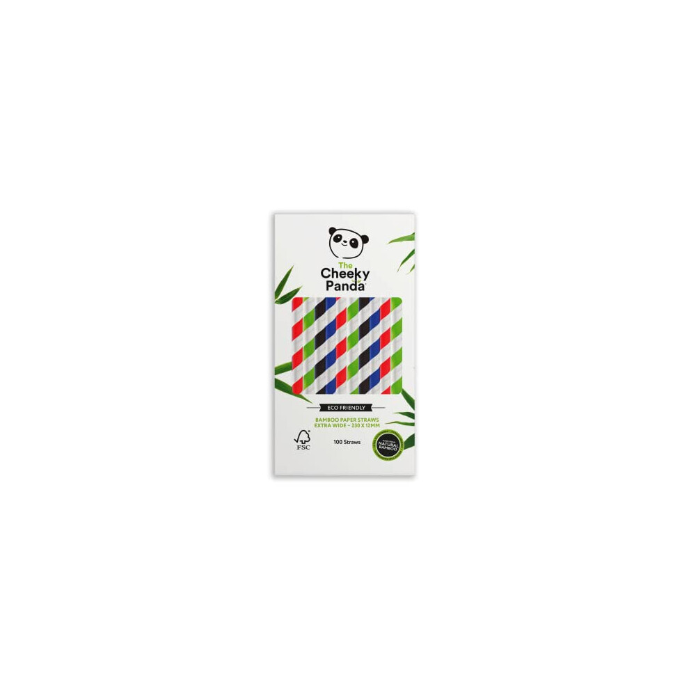 The Cheeky Panda Bamboo Paper Bubble Tea Straws | 100 Multicoloured Wide Drinking Straws | For Boba Tea, Milkshakes and Smoothies